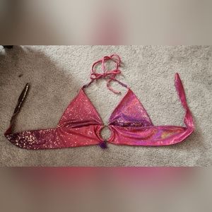 L.O.M Pink/Purple hooped Bra Festival Top